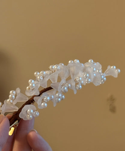 Chinese Style White Alloy Pearl Floral Hairpin