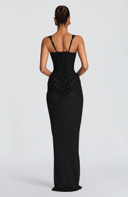 Sexy U Collar Waist Solid Color Fishtail Skirt