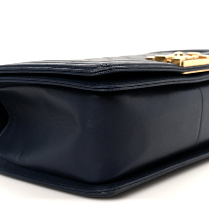 Lambskin Quilted Medium Boy Flap Dark Navy