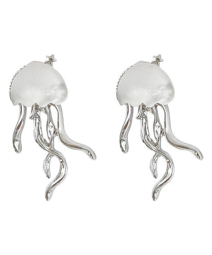 Boho Silk Copper Resin Jellyfish Stud Earrings