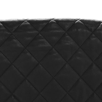 Washed Lambskin Quilted Maxi Chain Around Flap Black