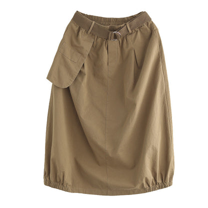 Cozy Solid Cotton Vintage Loose Skirt