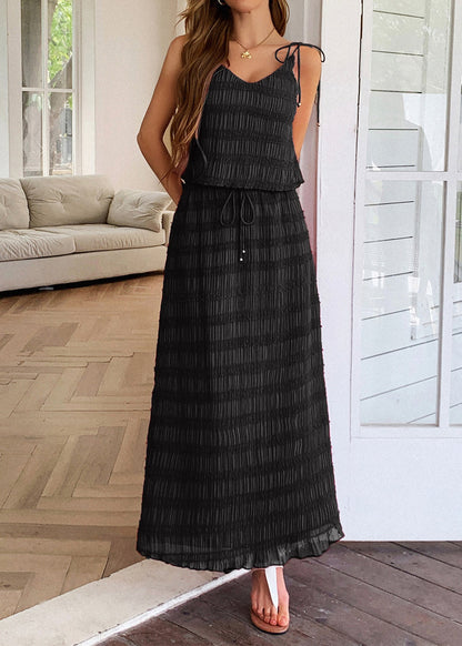 Stylish Apricot Strap Tank And Skirts Two Pieces Set Summer