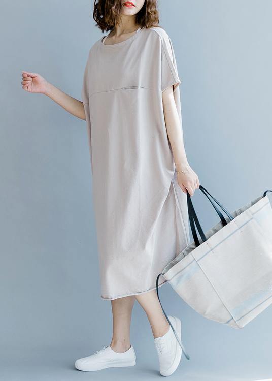 Boho Khaki Short Sleeve Cotton Summer Dresses