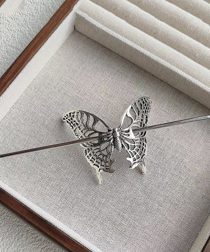 Vintage Silk Sterling Silver Hollow Out Butterfly Hairpin