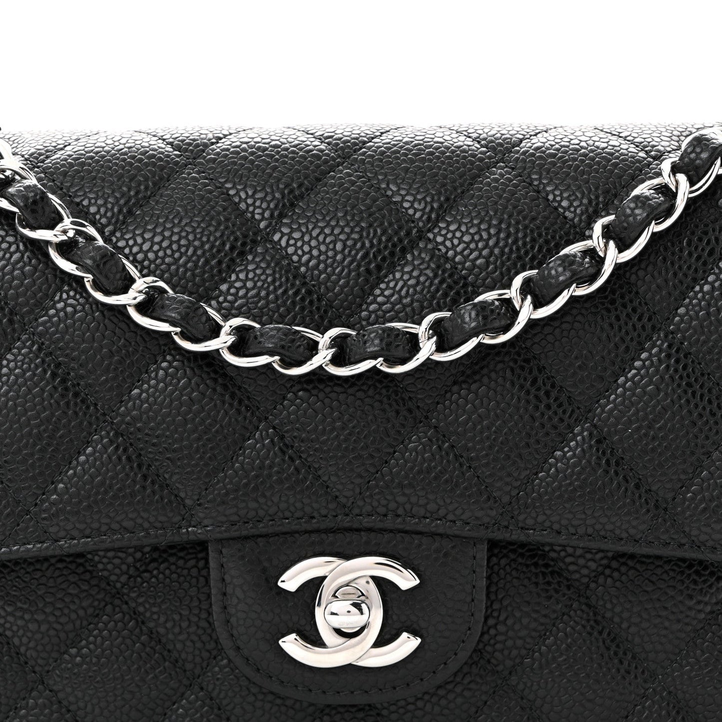 Caviar Quilted Small Double Flap Black