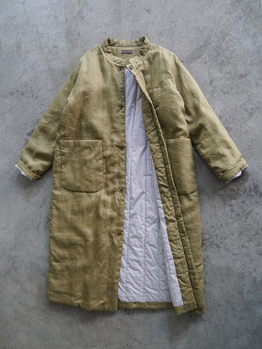 Women Winter Casual Button Pocket Solid Padded Coat
