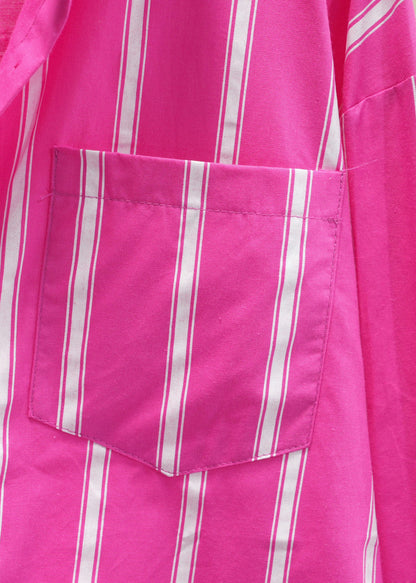Rose Striped Pockets Cotton Fall Shirts Peter Pan Collar