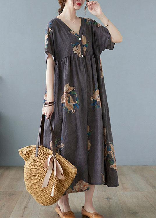 Chic Orange Red V Neck Patchwork Summer Ankle Dress Half Sleeve
