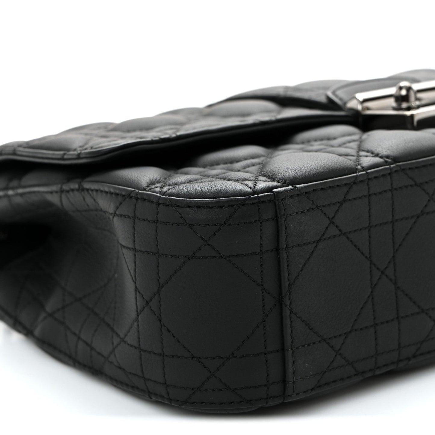 Ultra Matte Calfskin Cannage Medium Miss Dior Flap Black