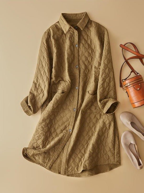 Casual Long Sleeve Single Breasted Vintage Mid-Length Coat In One-Size