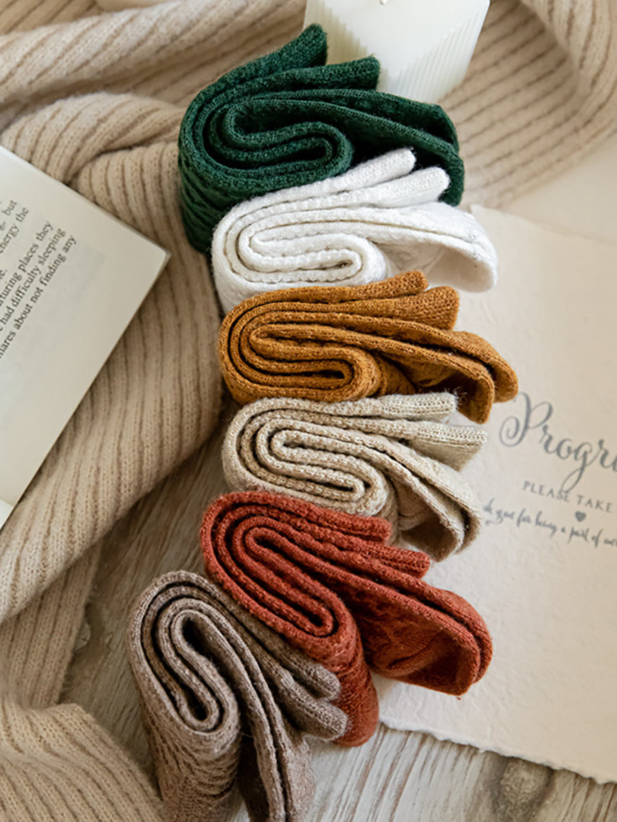 8 Pairs Wool Vintage Solid Women Socks