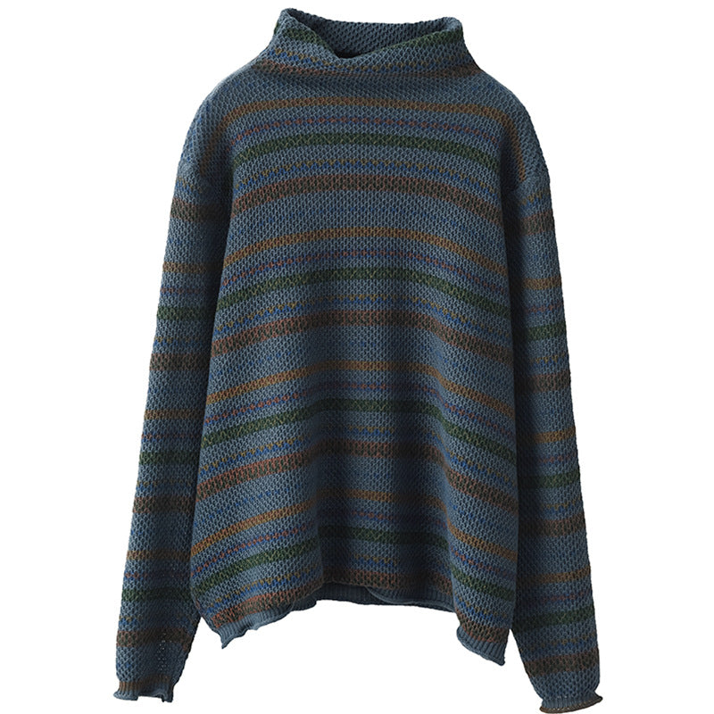 Vintage Cotton Knit Jacquard Turtleneck