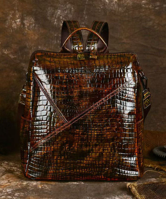 Boutique Coffee Large Capacity Calf Leather Backpack Bag
