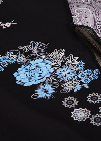 Bohemian Black Print Patchwork Cotton Skirts Summer