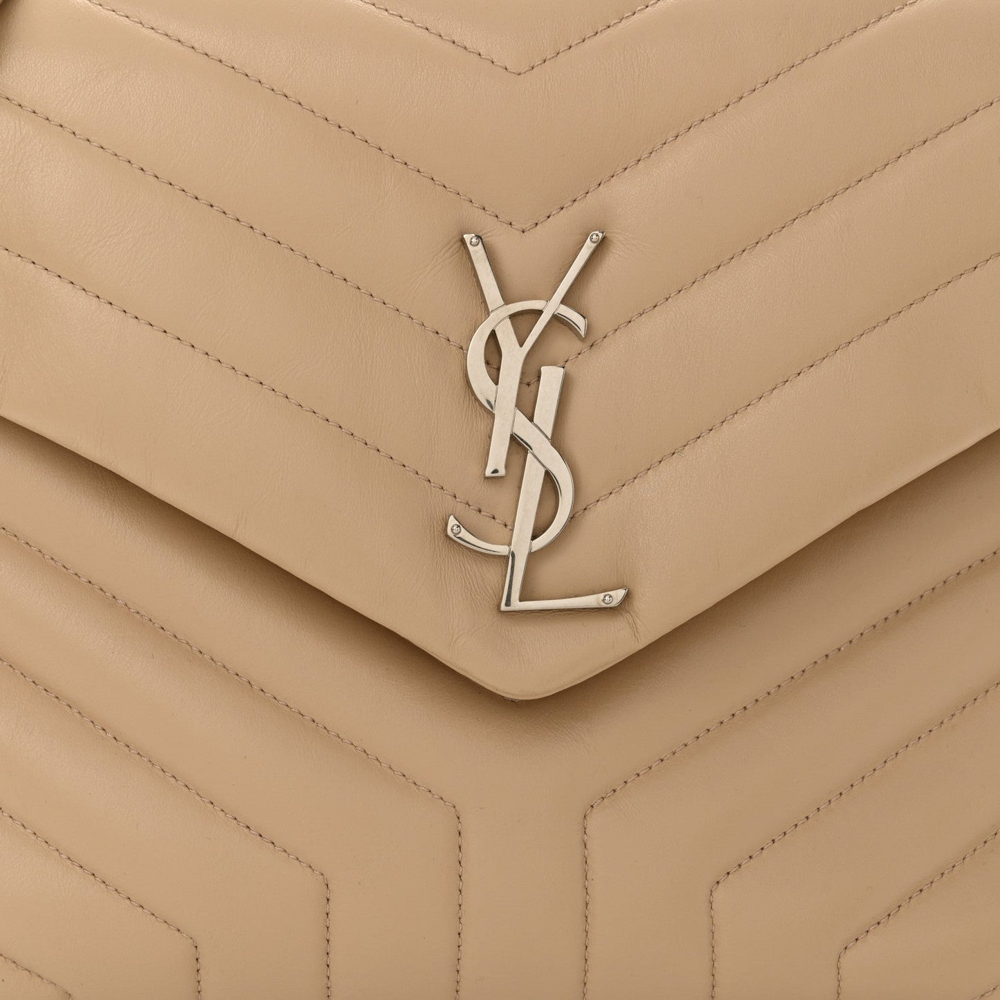 Calfskin Y Quilted Monogram Medium Loulou Chain Satchel Nude Powder