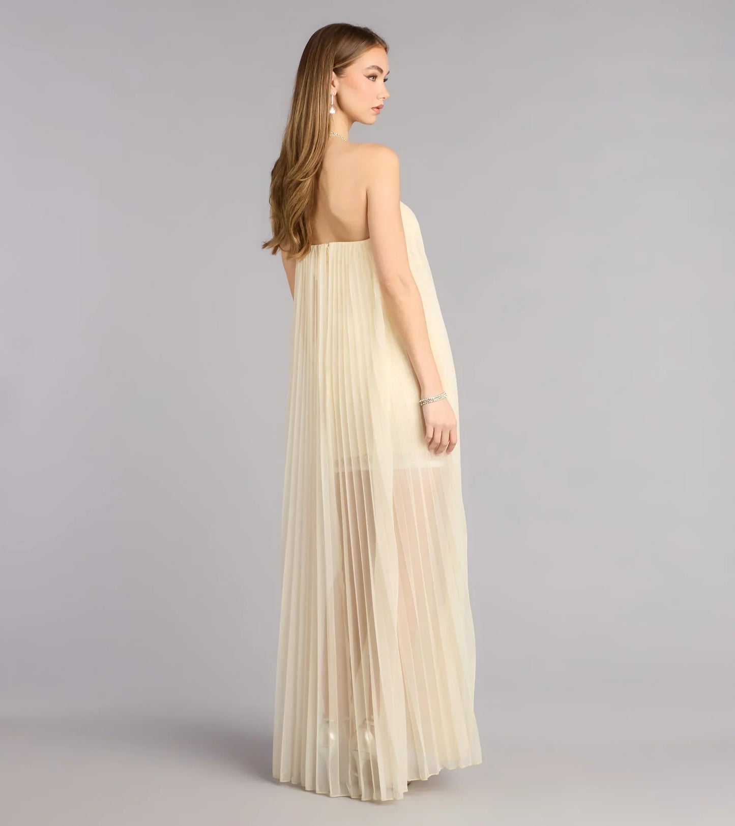 Briley Tulle Pleated A-Line Formal Dress