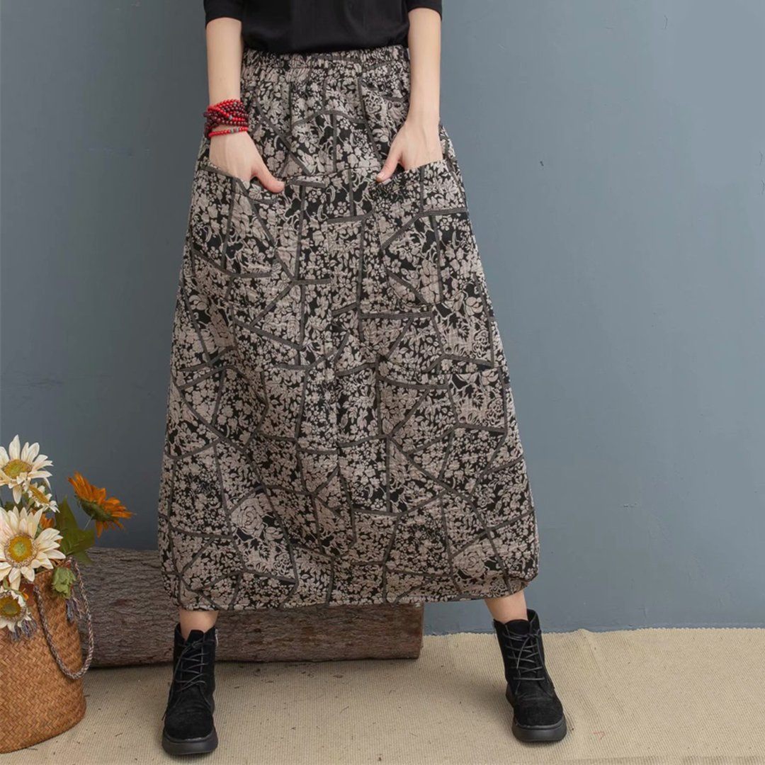 Ethnic Printed Elastic Waist Skirt