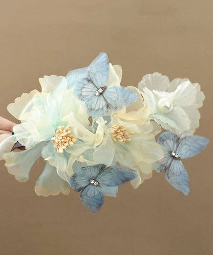 Retro Multicolor Tulle Butterfly Floral Pearl Hairpin