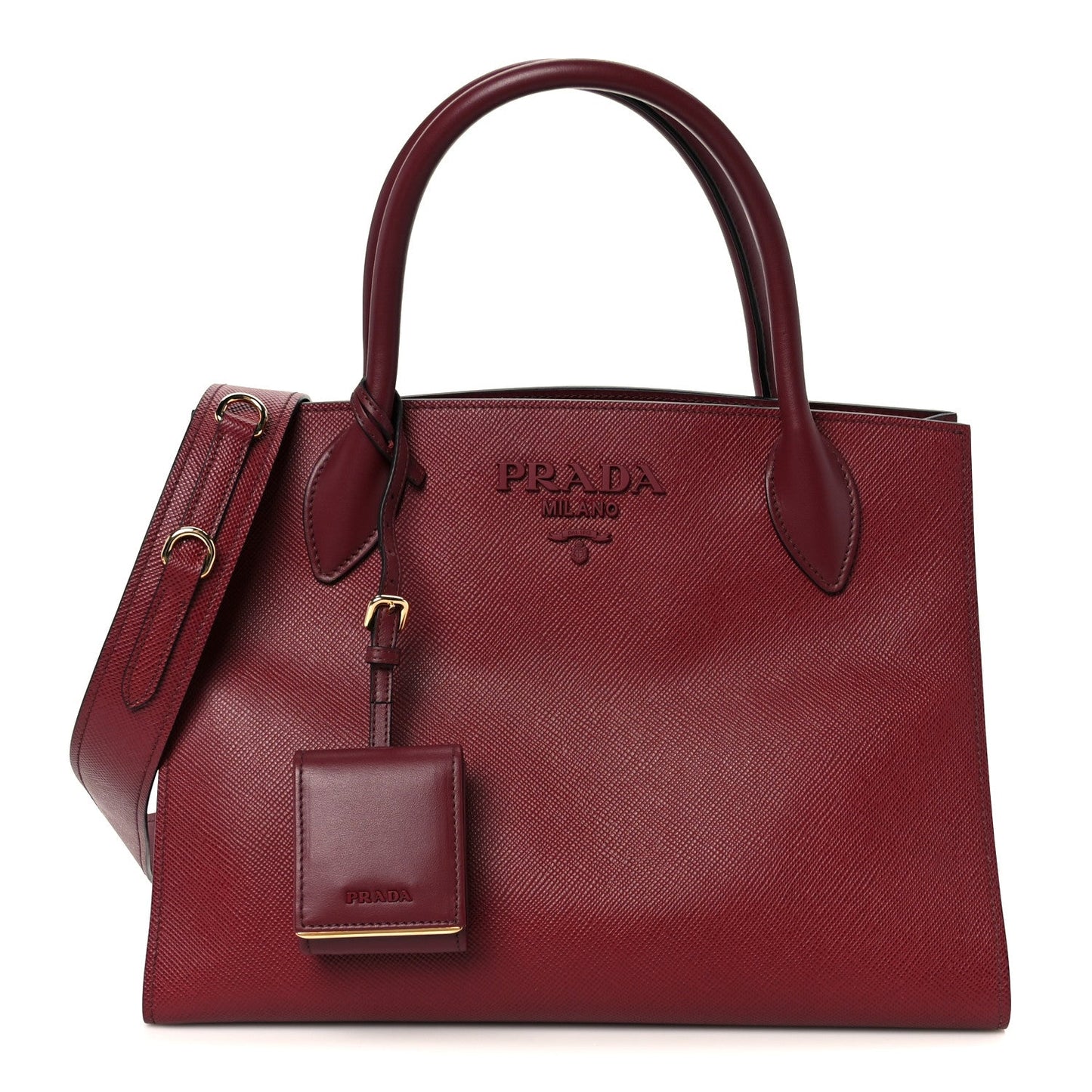 Saffiano Cuir Calfskin Medium Monochrome Top Handle Tote Cerise