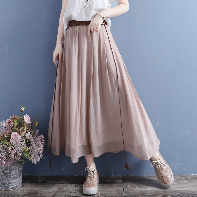 Cozy Tencel Linen Loose A-Line Skirt