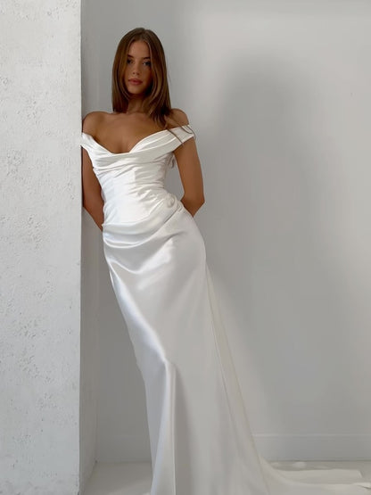 Sexy Sleeveless Solid Color Slim Mop Evening Dress
