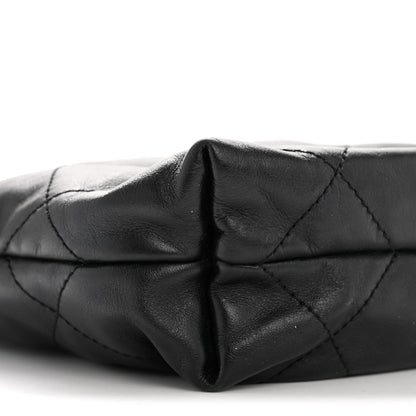 Shiny Calfskin Quilted Mini Chanel 22 Black