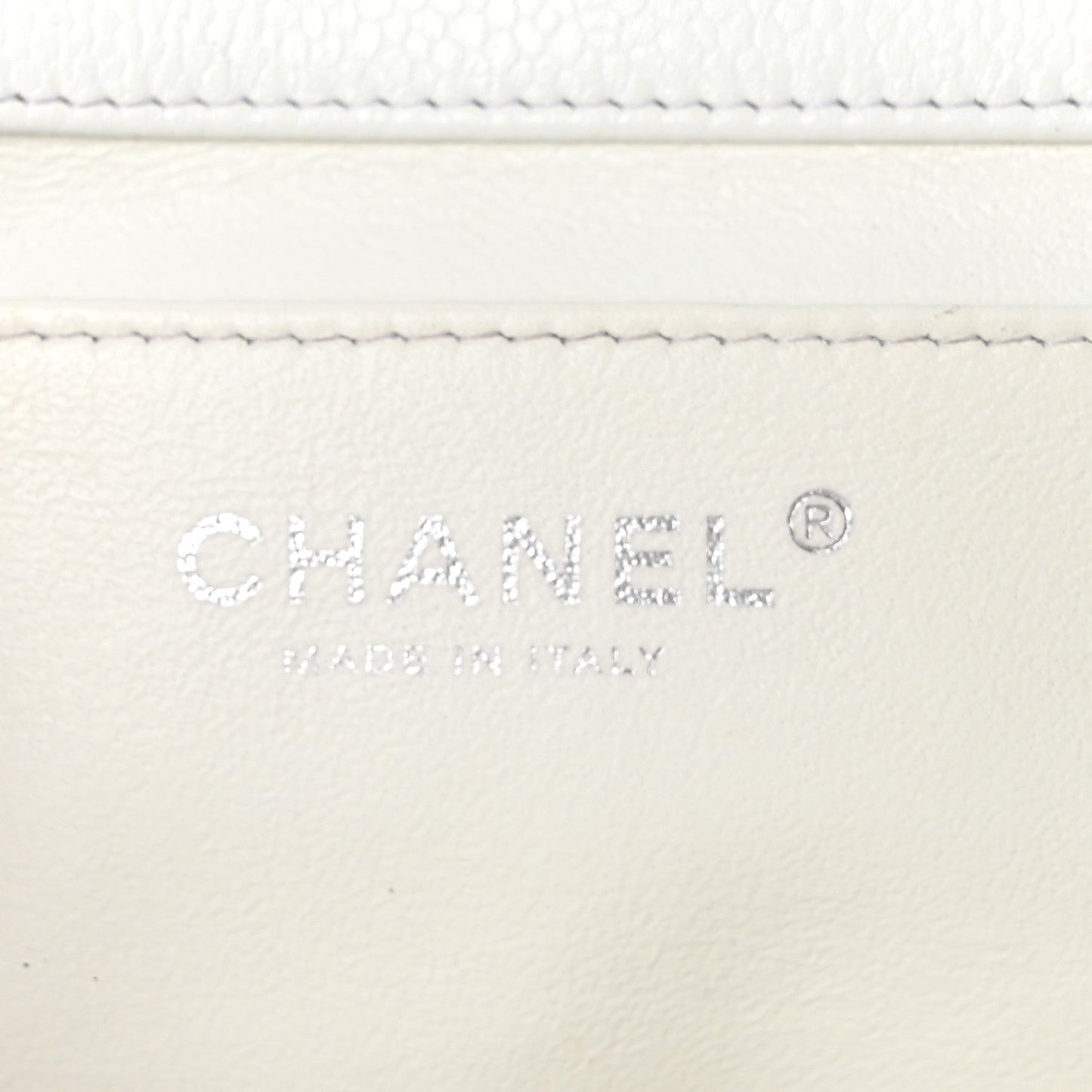 Caviar Quilted Clutch With Chain Flap White