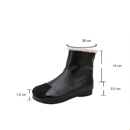 Women Vintage Zipper Splicing Leather Boots