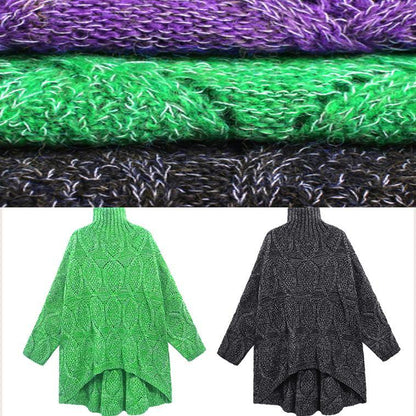For Work purple clothes For Women high neck low high design oversize knitwear