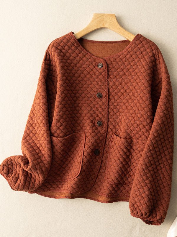 100% Natural Fabric Long Sleeve Buttoned Casual Coat