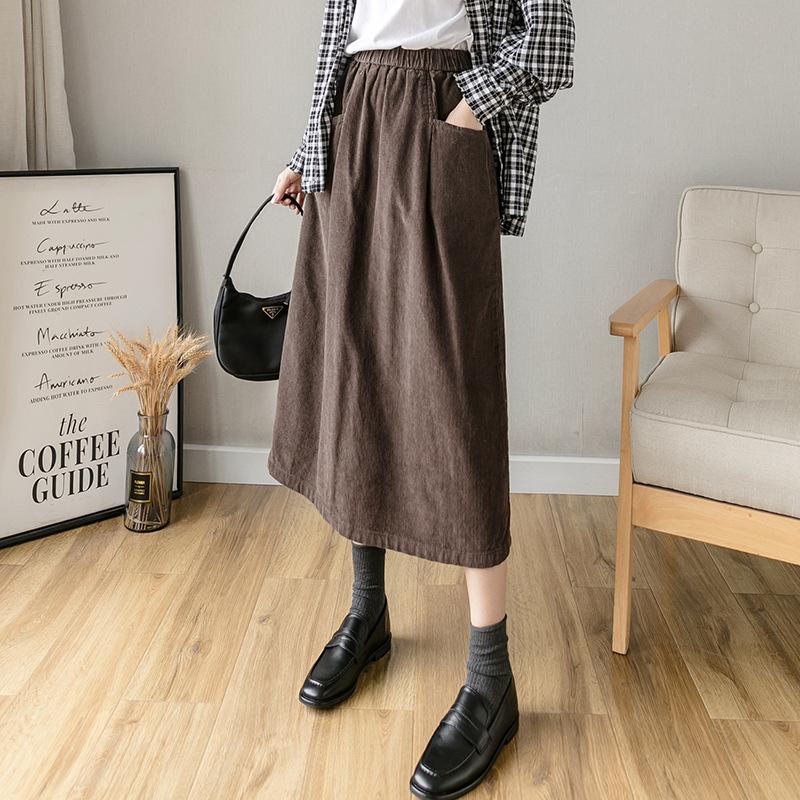 Winter  Retro Corduroy Cotton A-Line Skirt