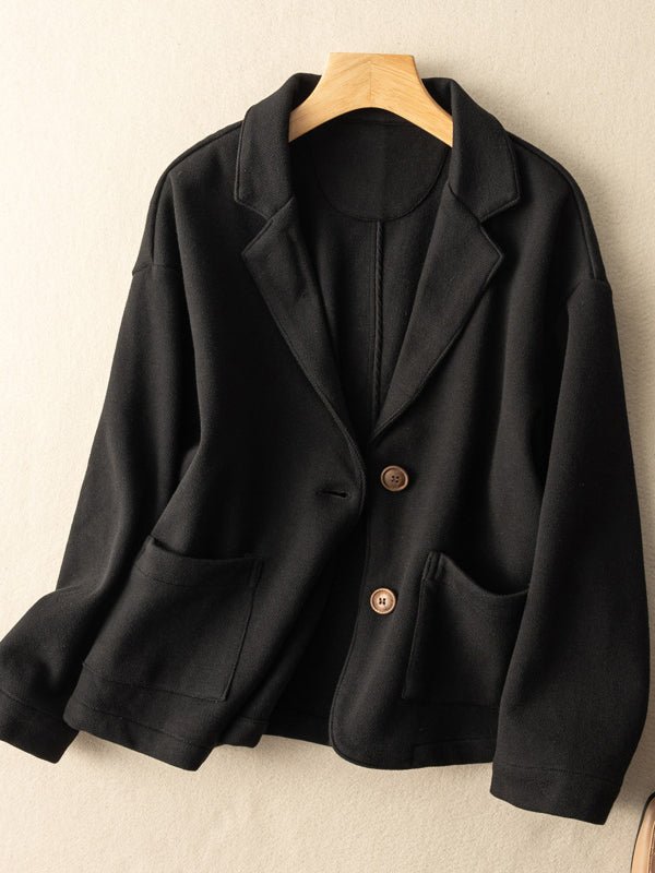 Classic Loose Versatile Suit Coat In Solid Color With Pockets