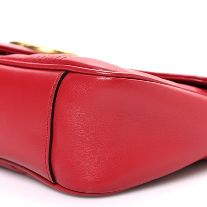 Calfskin Matelasse Small GG Marmont Shoulder Bag Hibiscus Red