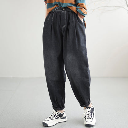 Summer Autumn Solid Loose Cotton Harem Jeans