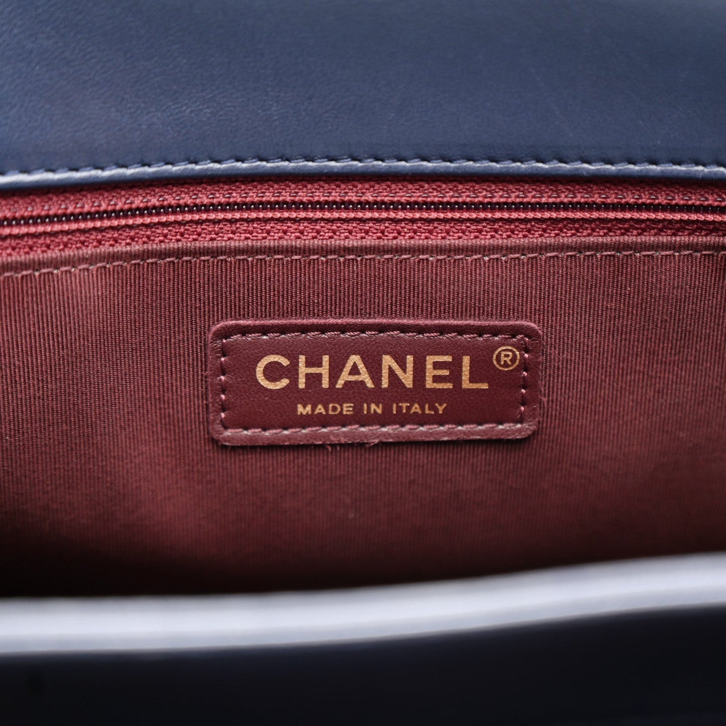 Lambskin Stitched Medium Around The Corner Shopping Tote Deep Marine