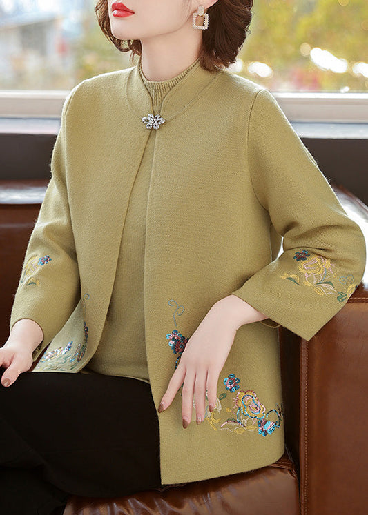 Casual Red Stand Collar Cotton Knit Cardigans And Sweater Two Piece Set Fall