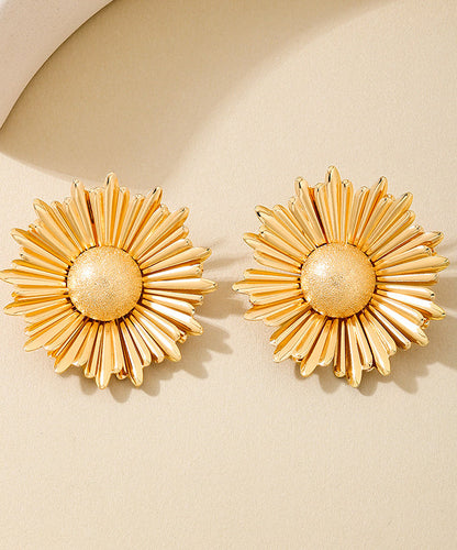 Boho Gold Metal Alloy Sunflower Stud Earrings