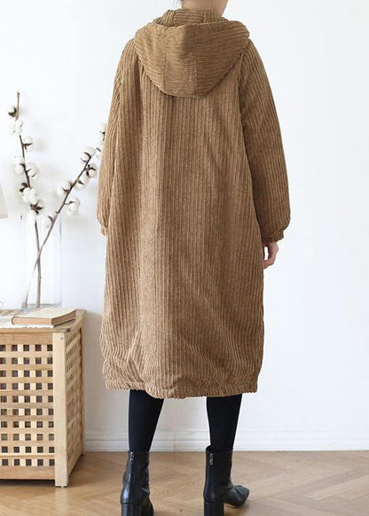 Warm casual winter jacket hoodedovercoat khakicorduroy warm winter coat