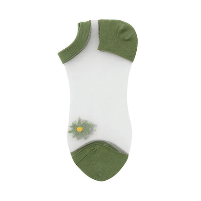 Daisy Embroidery Transparent Summer Socks