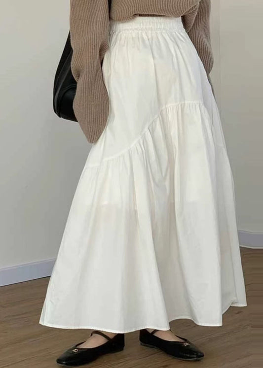 Plus Size White Exra Large Hem Patchwork Cotton Skirt Summer