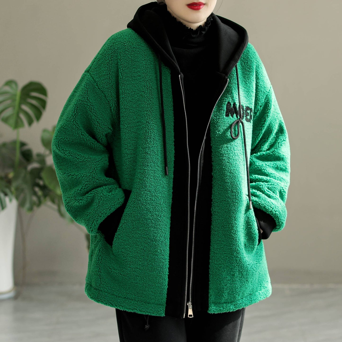 Winter Fashion Casual Berber Fleece Patchwork Coat