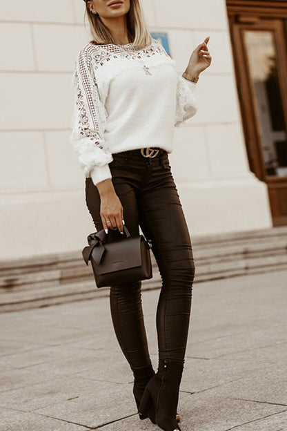 Lantern Sleeve Hollow Out Sweater