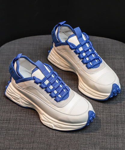 Casual Blue Lace Up Splicing Platform Shoes