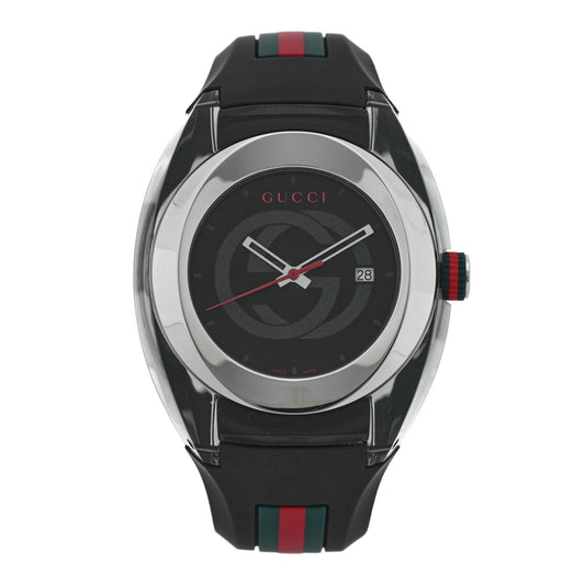 Stainless Steel Rubber 46mm Sync Web Quartz Watch Black