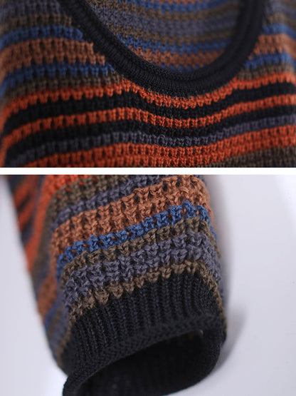 Women Loose Striped Long Sleeve Sweater