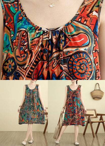 Fashion Orange Wrinkled Holiday Long Dress Summer