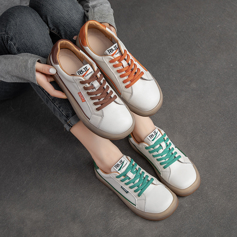 Summer Thin Leather Women Retro Casual Shoes