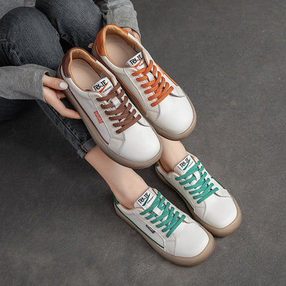Summer Thin Leather Women Retro Casual Shoes
