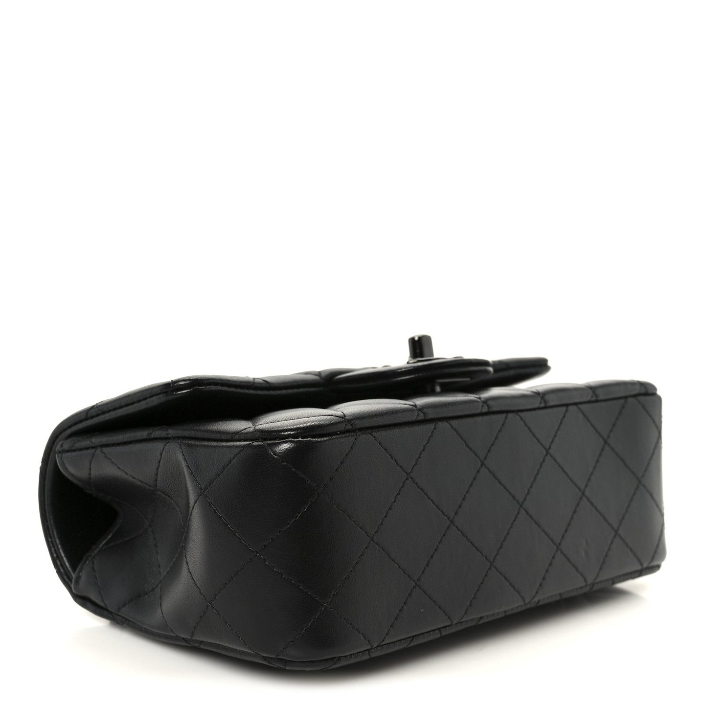 Lambskin Quilted Mini Top Handle Rectangular Flap So Black